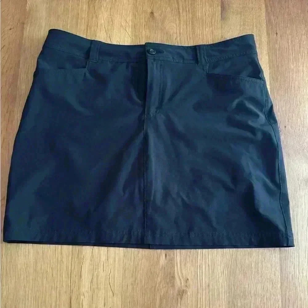Eddie Bauer Skort Womens 12 Black Athletic Golf Hiking Skirt Built-In Shorts